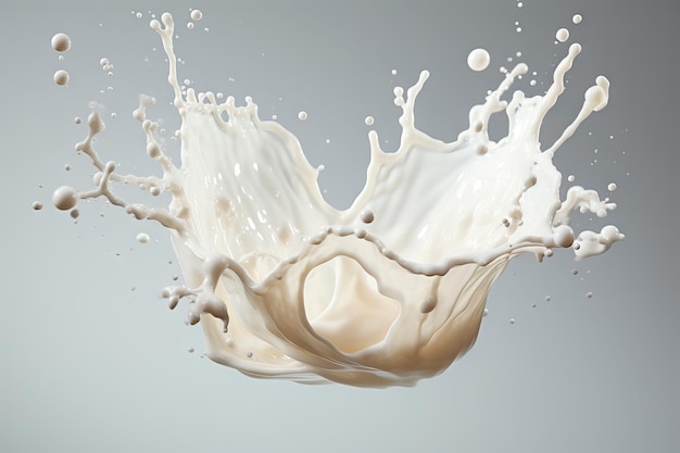 Foto de um salpico de leite sobre um fundo claro