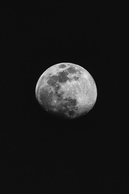 Foto em escala de cinza de lua cheia