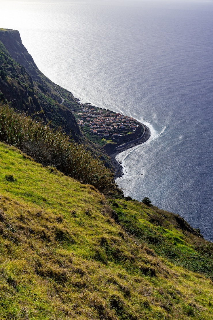 Foto grátis foto vertical de uma praia na ilha da madeira, portugal