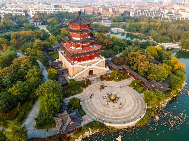 Fotografia aérea do cenário da cidade de jining