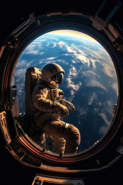 Fotografia completa do astronauta fotorrealista