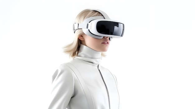 fotografia de mulher com óculos de realidade virtual
