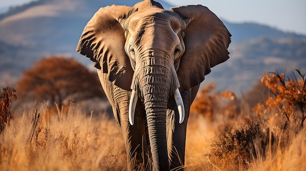 Foto grátis fotografia elefante cinza em campo de grama marrom