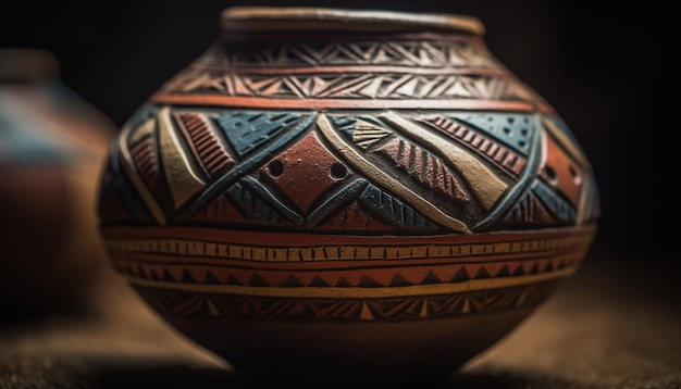 Foto grátis frasco antigo de terracota com padrão floral ornamentado, uma lembrança antiga gerada por ia