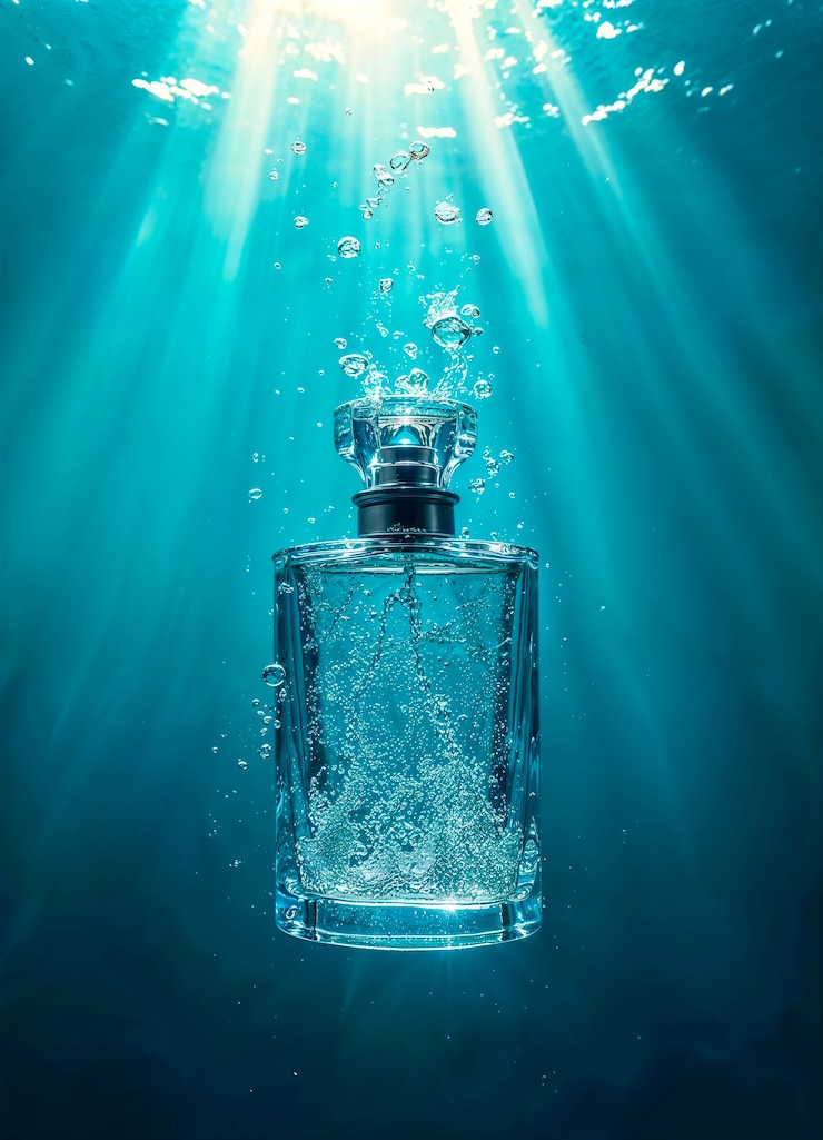 Frasco de perfume na natureza