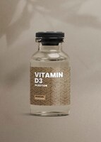 Foto grátis frasco de vidro para injeção de vitamina d3 com rótulo luxuoso para embalagem de produtos de saúde e bem-estar