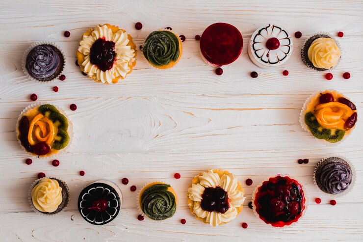 Foto grátis fronteira de pastelaria e bagas