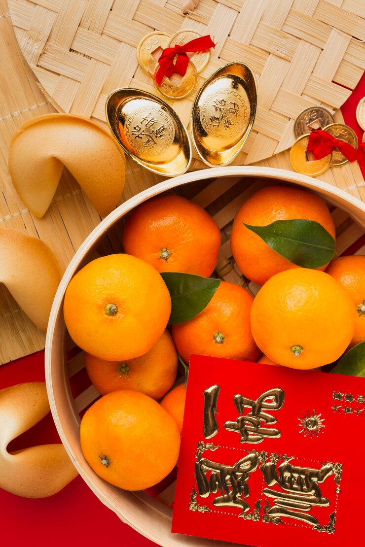 Foto grátis fruta cítrica chinesa de ano novo 2021