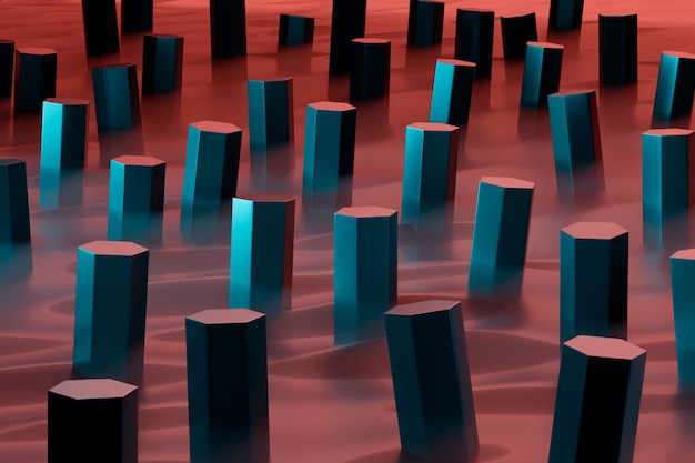 fundo 3D com formas hexagonais e textura