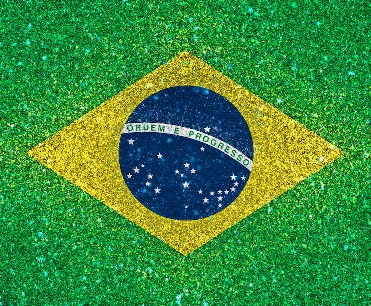 Foto grátis fundo 3d da bandeira de brasil com efeito de glitter