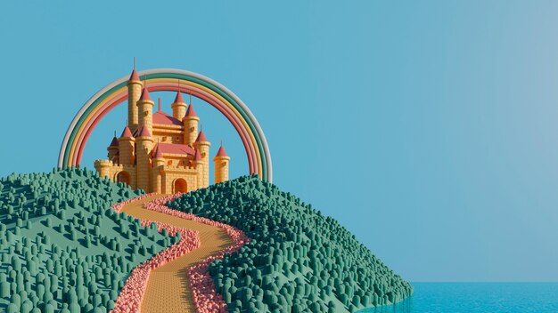 fundo 3d para crianças com castelo