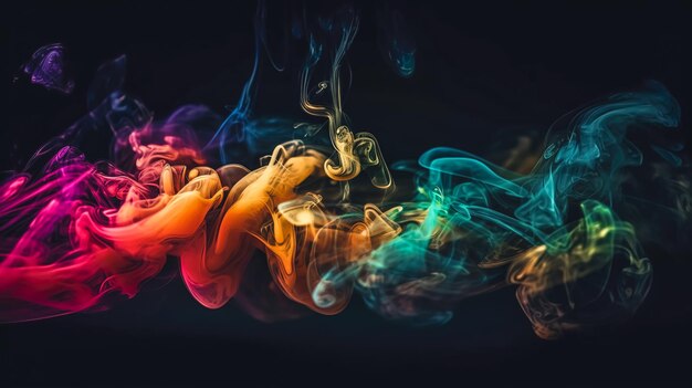 Fundo abstrato com baforadas coloridas de IA geradora de fumaça