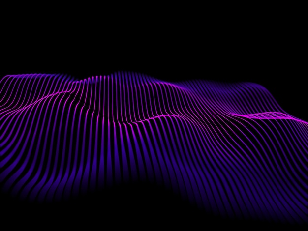 Fundo abstrato das ondas sonoras 3d com linhas fluidas
