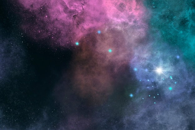 Fundo colorido da galáxia com estrelas brilhantes