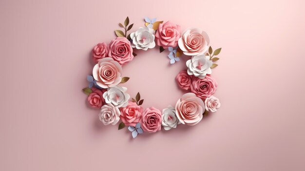 Fundo com flores de rosas em flor 3D