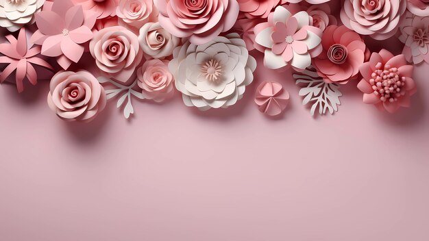 Fundo com flores de rosas em flor 3D