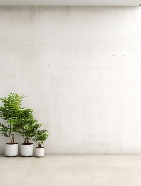 Fundo com paredes brancas e plantas