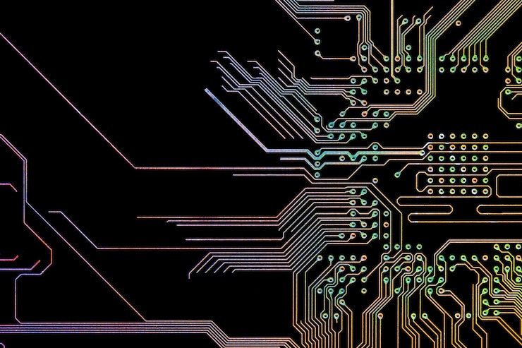 Foto grátis fundo com uma placa de circuito impresso o conceito de tecnologias modernas
