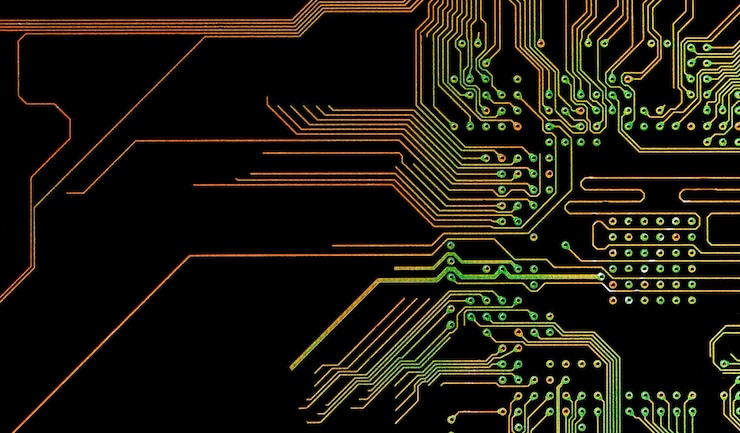Foto grátis fundo com uma placa de circuito impresso o conceito de tecnologias modernas