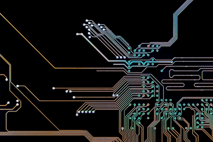 Foto grátis fundo com uma placa de circuito impresso o conceito de tecnologias modernas