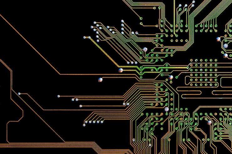 Foto grátis fundo com uma placa de circuito impresso o conceito de tecnologias modernas