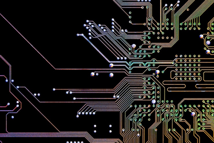 Foto grátis fundo com uma placa de circuito impresso o conceito de tecnologias modernas