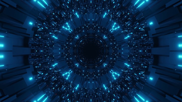 Fundo cósmico com luzes laser azuis claras e escuras - perfeito para um papel de parede digital