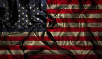 Foto grátis fundo da bandeira americana com dobras e vincos e um efeito grunge
