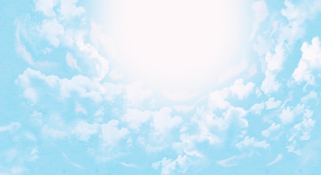 Fundo de aquarela de nuvem ensolarada