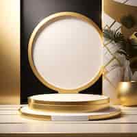 Foto grátis fundo de cena abstrata pódio de luxo em fundo dourado modelo de apresentação de produto