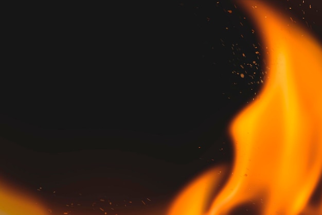Fundo de chama escura, imagem de fogo realista de borda