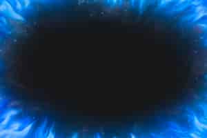Foto grátis fundo de chama negra, imagem realista de fogo com moldura azul