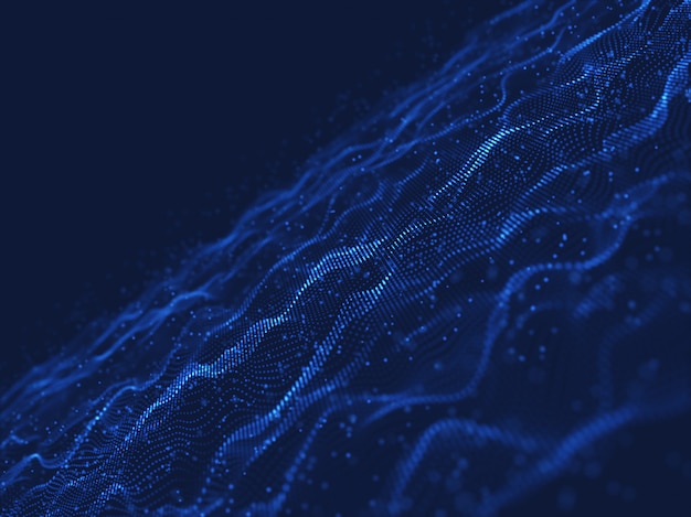 Fundo de comunicações de rede 3D com partículas flutuantes e flutuantes