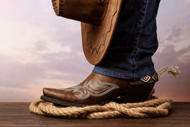 Fundo de cowboy com botas