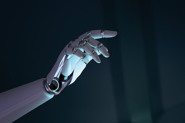 Fundo de dedo da mão do robô, tecnologia AI