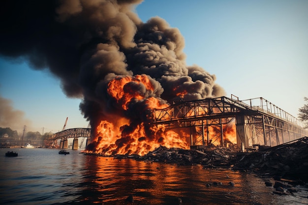 Foto grátis fundo de explosão de ponte quebrada