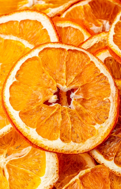Fundo de fatias de laranja secas vista lateral