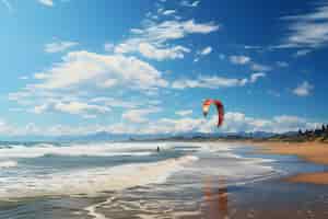 Foto grátis fundo de kitesurf de praia de verão