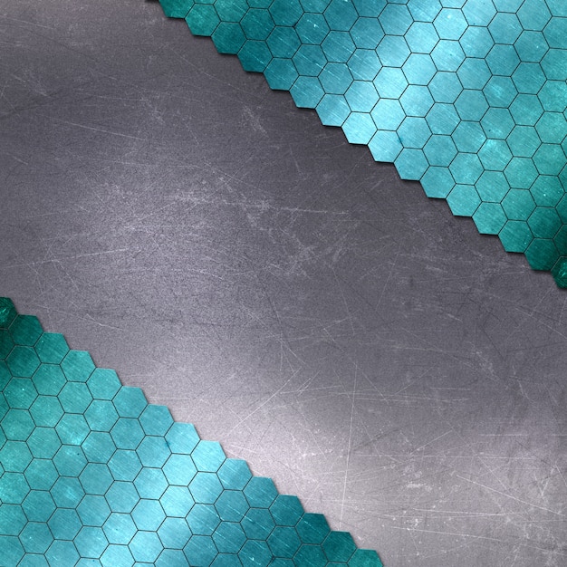 Fundo de metal riscado com padrão hexagonal