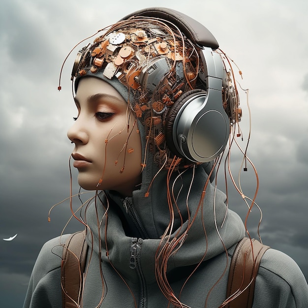 Foto grátis fundo de música cyborg mulher