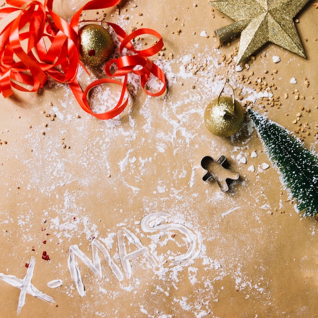 Foto grátis fundo de natal com farinha