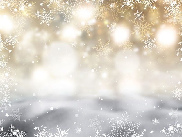 Fundo de Natal com flocos de neve e design de estrelas