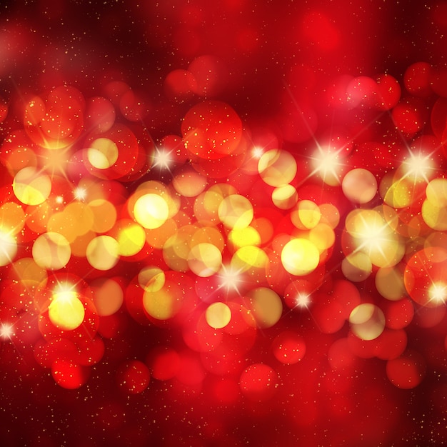 Fundo de Natal com luzes de bokeh e estrelas