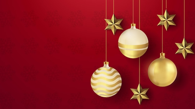 Fundo de natal moderno com composição de bolas de natal