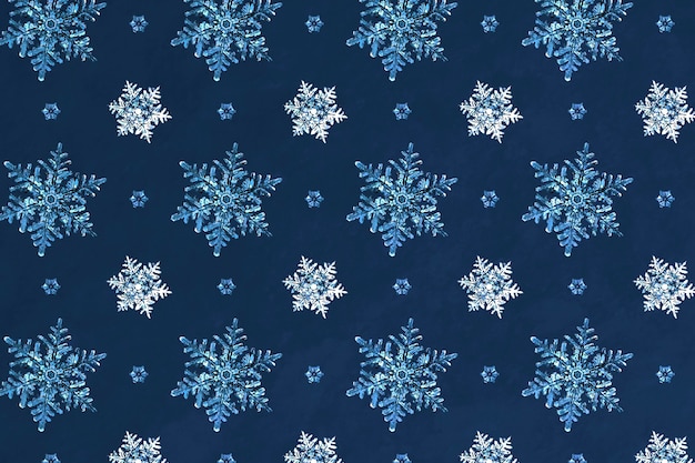 Foto grátis fundo de padrão sem emenda de floco de neve de natal azul, remix da fotografia de wilson bentley