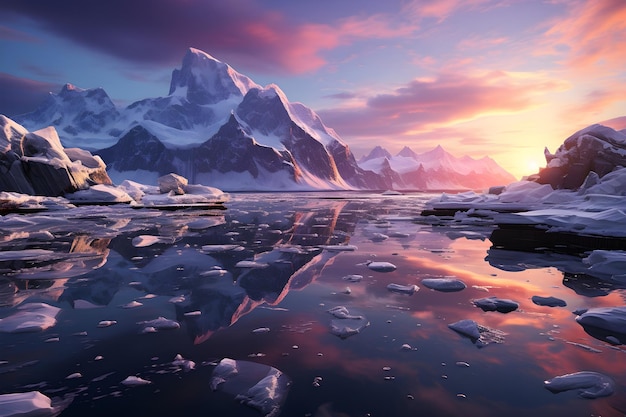 Foto grátis fundo de paisagem antártica do nascer do sol