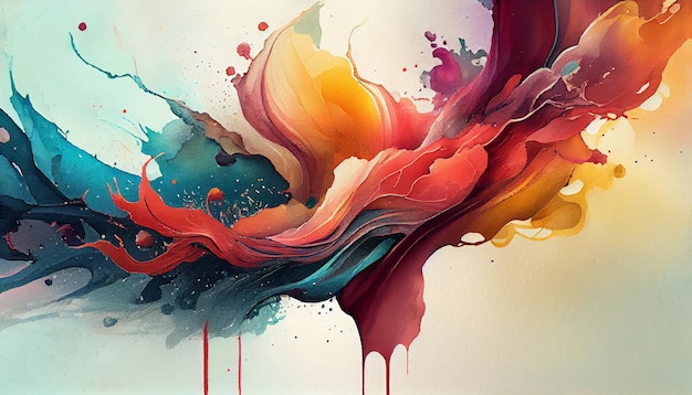 Fundo de pintura abstrata com pintura em aquarela multicolorida gerada por IA