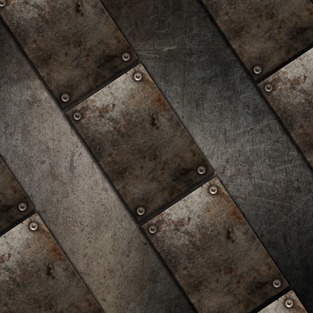 Fundo de textura 3D Grunge com design de placa de metal