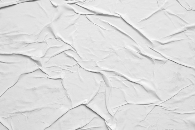 Fundo de textura de cartaz de papel amassado e amassado branco em branco Foto Premium