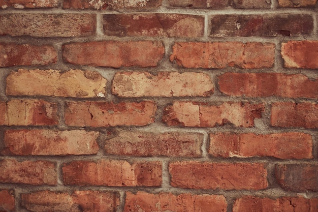 Fundo de textura de parede de tijolo vermelho vintage. Textura velha da parede de tijolo.